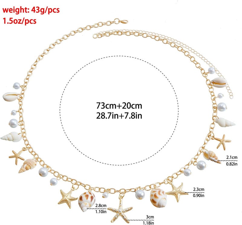 BOOSTIQ Pearl Starfish Belt Chain for Women Mermaid Starfish Seashell Waist Chain Summer Hawaiian Waist Chains Beach Jewelry Mermaid Costume Accessories Halloween Pirate Jewelry - Image 4